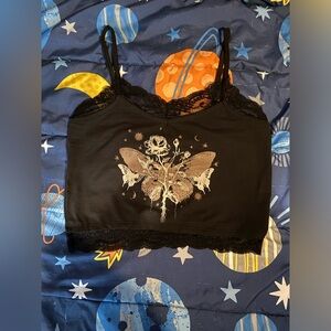 Grunge Black flower crop top